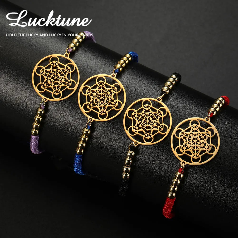 Metatron Cube Bracelet — Sacred Geometry Stainless Steel Spiritual Amulet