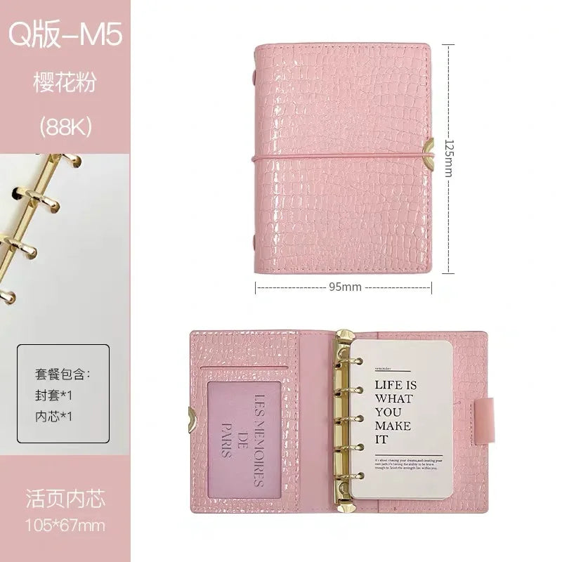Crocodile Texture Loose-Leaf Journal — Refillable Vintage Notebook, B5/M5