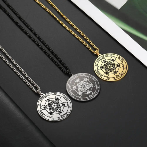 Archangel Metatron Seal Necklace — Solomon Kabbalah Amulet, Stainless Steel