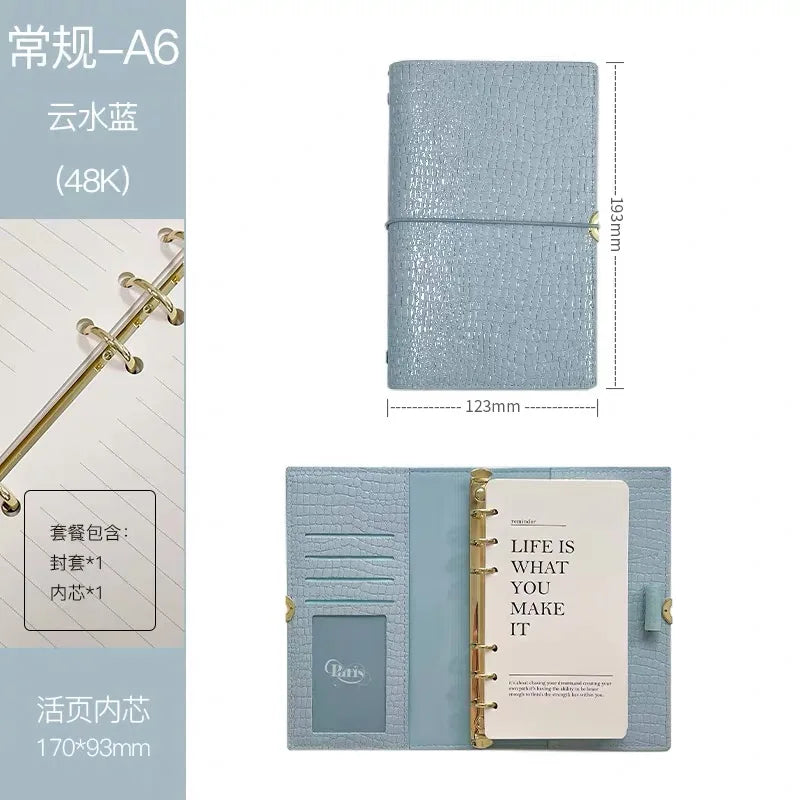 Crocodile Texture Loose-Leaf Journal — Refillable Vintage Notebook, B5/M5